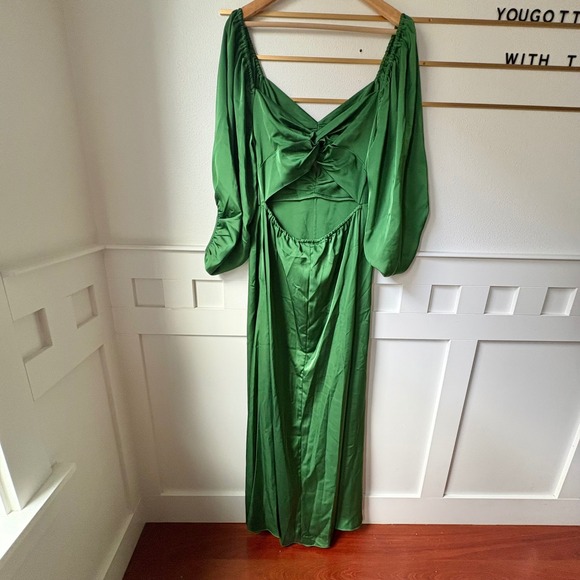 $795 NWT SACHIN & BABI Angelina Gown Emerald Green‎ Maxi Dress Slit V-Neck SZ 10 - Picture 8 of 10